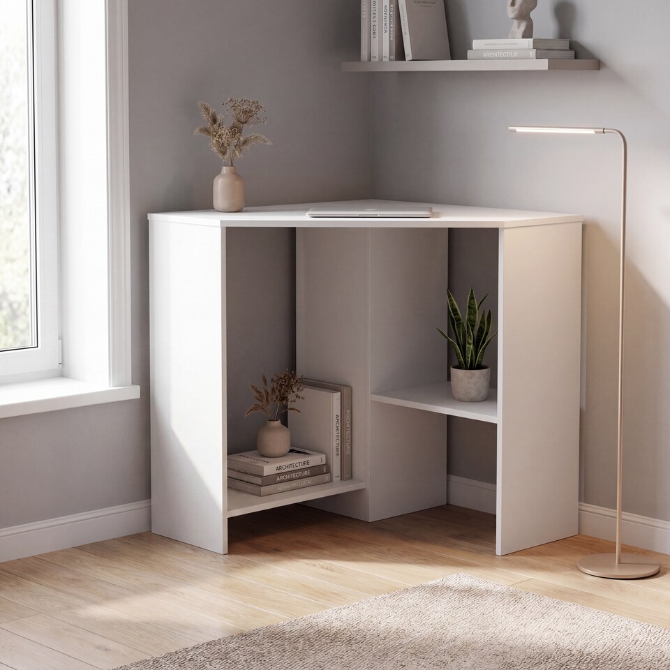 image 1 of Vida Designs Hetton Corner Computer Desk 2 Shelf Home Office Workstation