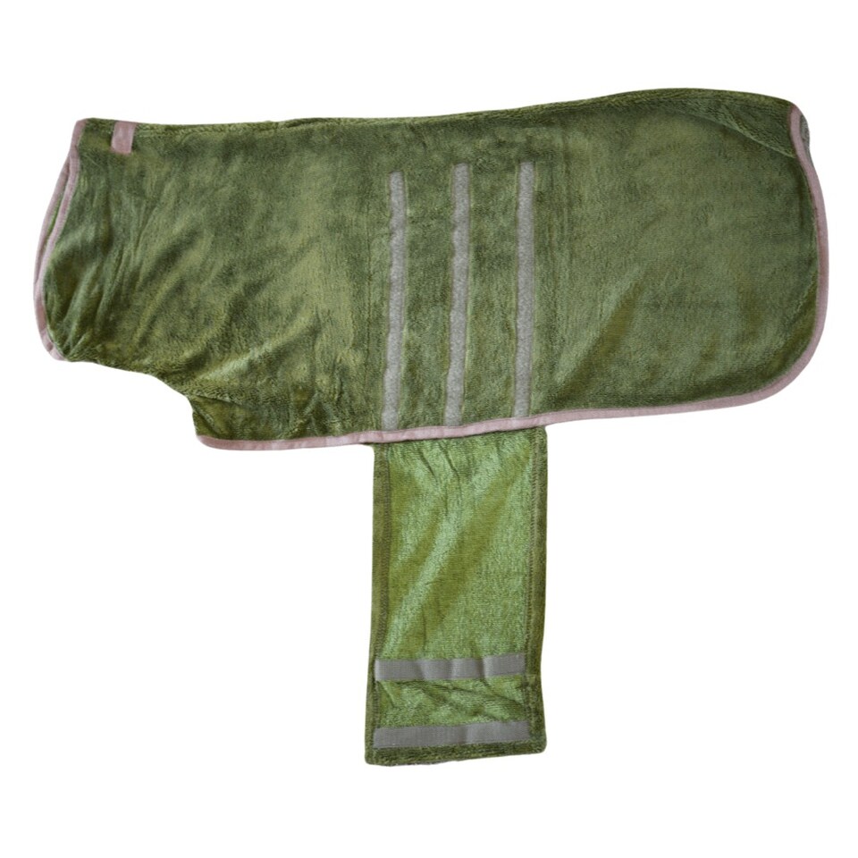 image 1 of Henry Wag Refresh Olive Green Drying Coat Provides Warmth And Assists With Drying Your Dogs Coat Post Bath Time Or After Walks, Size Small 40cm | Green | Olive Green | S | 1