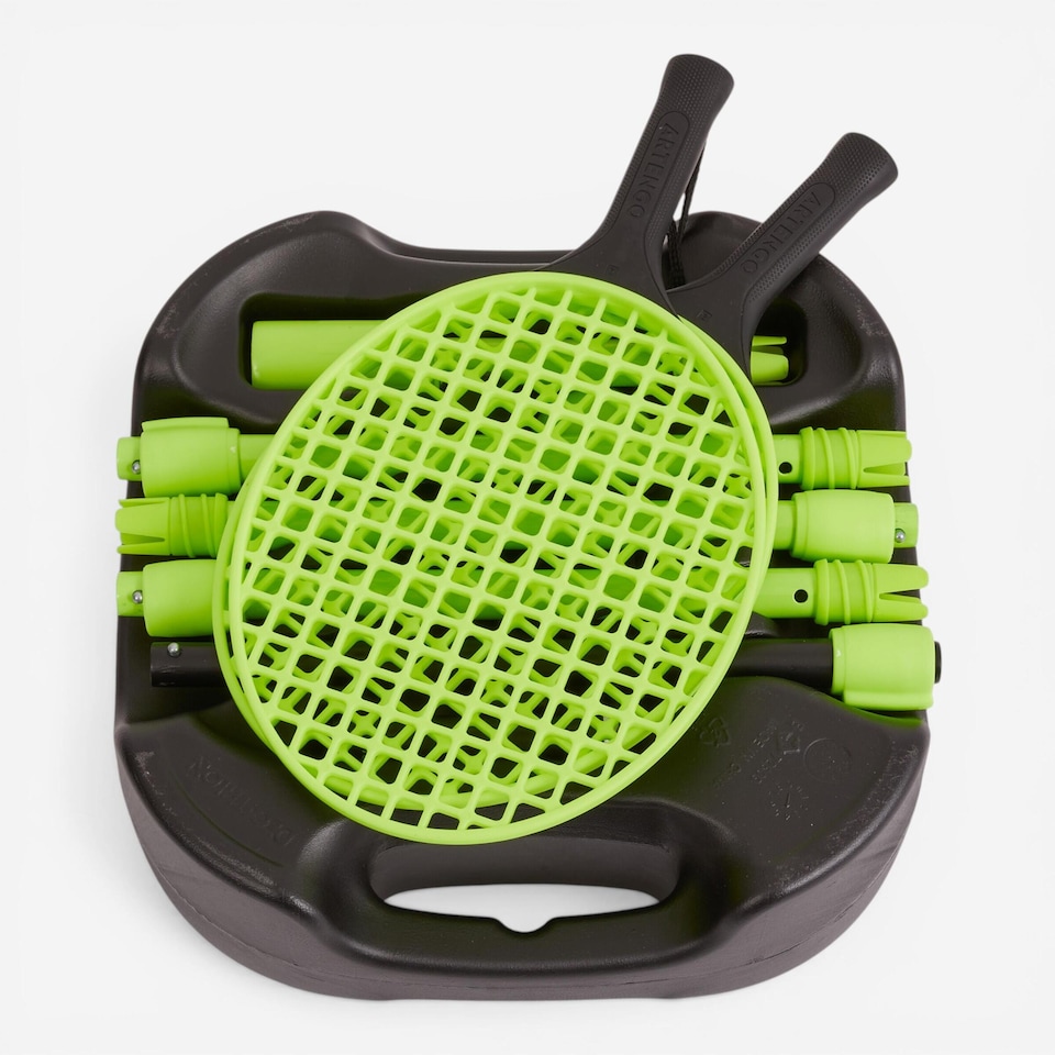image 1 of Decathlon Kids' Speedball Set Turnball (1 Post, 2 Rackets, and 1 Ball) - Black/Yellow