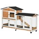 image 1 of PawHut Rabbit Hutch, Bunny Cage Outdoor 2-Tier w/ Wheels & Tray, Yellow