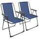image 1 of Harbour Housewares Folding Metal Beach Chairs - Matt Black/Navy - Pack of 2 | Blue | Matt Black/Navy