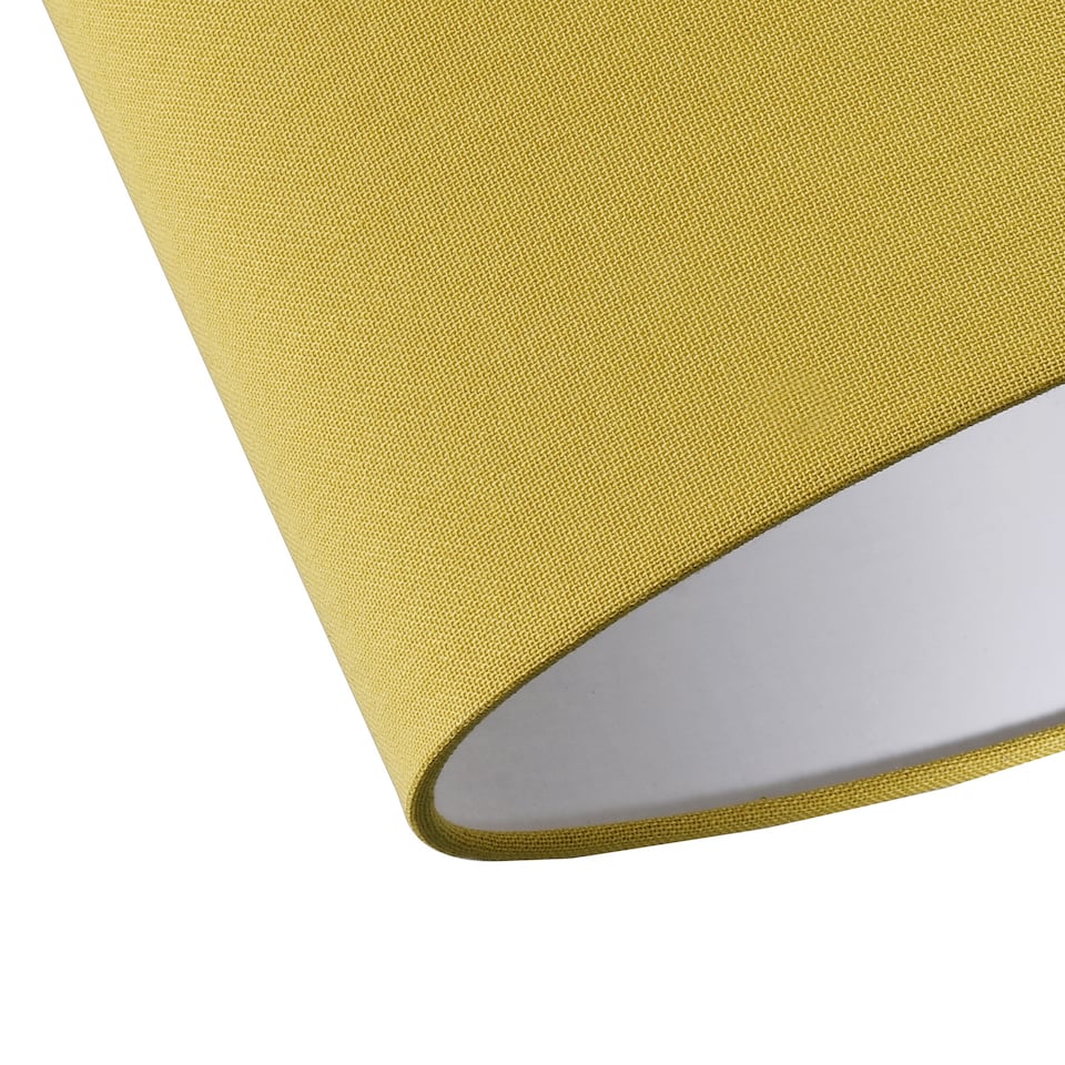 image 1 of Contemporary and Stylish Mustard Ochre Linen Fabric Tall Cylindrical Lampshade | Yellow | 10"