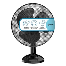 Igenix DF1210BL Portable Desk Fan, 12 Inch, 3 Speed, Black