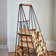 image 3 of Contempory Leather Handle Log Trolley N/A