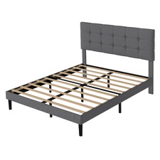 Levede Bed Frame Upholstered Linen Headboard Tufted Wooden Slat King Size Grey | Grey | King | King