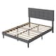 image 1 of Levede Bed Frame Upholstered Linen Headboard Tufted Wooden Slat King Size Grey | Grey | King | King