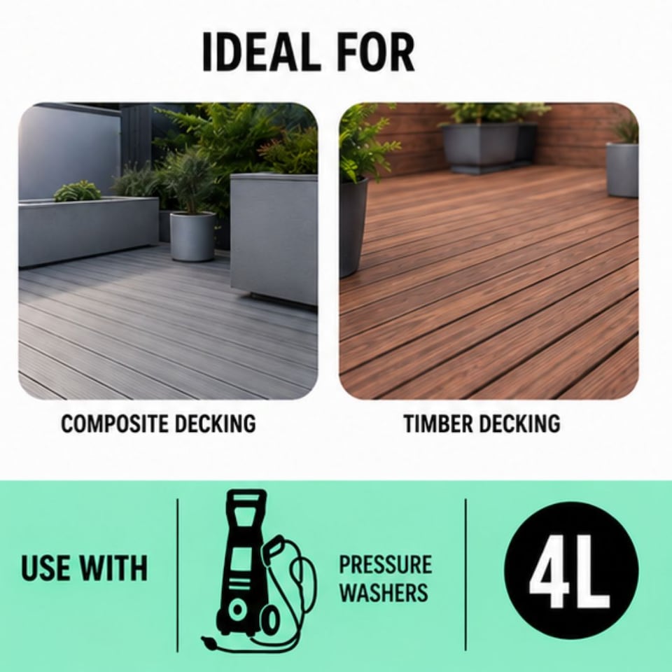 image 1 of Rustins Composite Decking Cleaner Effective Mold and Mildew Remover Deep Cleaning Solution for Decks Patios and Outdoor Spaces 4 litre