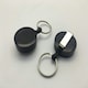 image 2 of Pack of 6 Black Round Key Reels - Retractable Recoil Ring Keyring Belt Clip