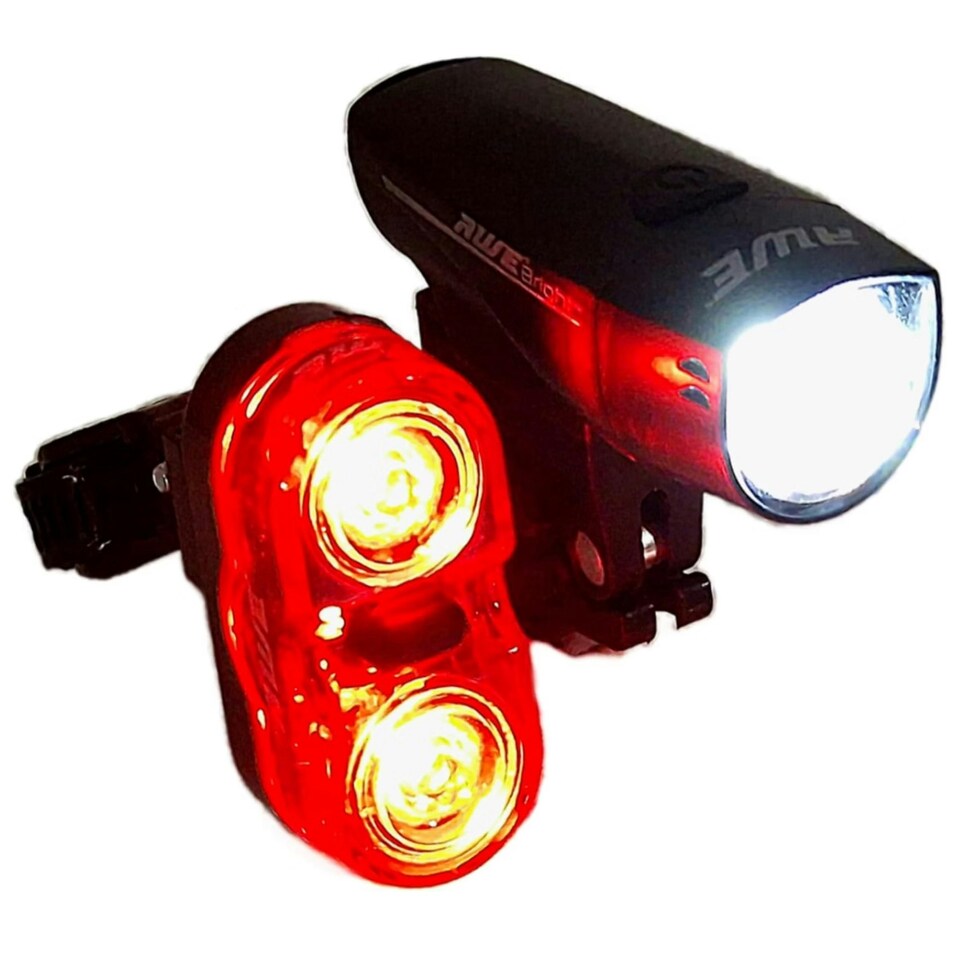 image 1 of AWE AWEBright 140 Lms Bike Front/Rear Bike LED Battery Light Set 111hrs Run Time*