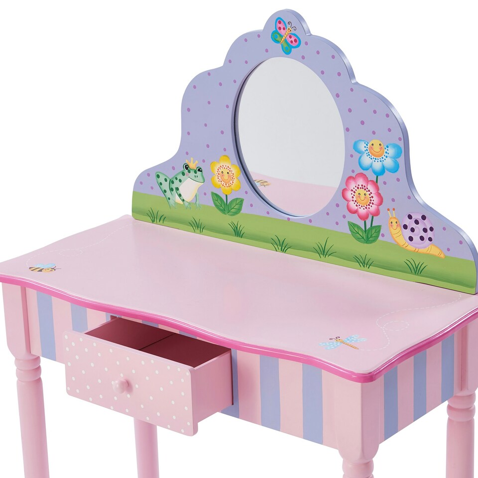 image 1 of Teamson Kids Magic Garden Play Vanity Table and Stool Set