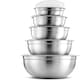 image 2 of Mixing Bowl Set of 5, Stainless Steel Nesting Bowls for Meal Preparation Kitchen Baking Air Tight White lids