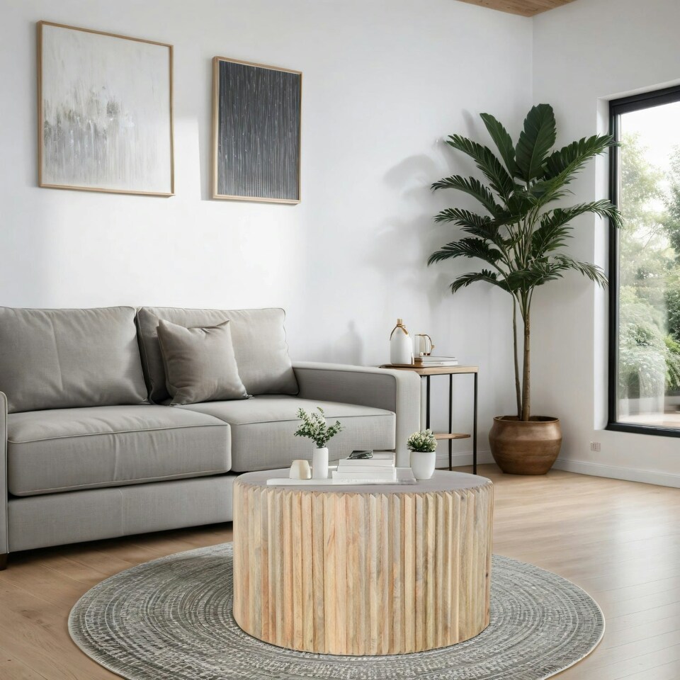 image 1 of Rayne Mango Wood Round Coffee Table