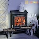 image 7 of HOMCOM Electric Stove Heater with Realistic Flame Effect, 2000W Portable Indoor Freestanding Electric Fireplace with Adjustable Thermostat, Black