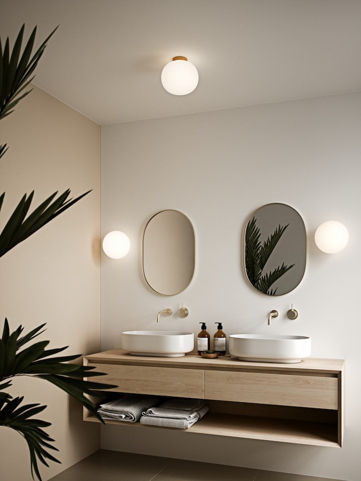 image 1 of Nordlux Alton Indoor Ceiling Light Brass Glass E27 Hand Blown - Mains Powered, IP20