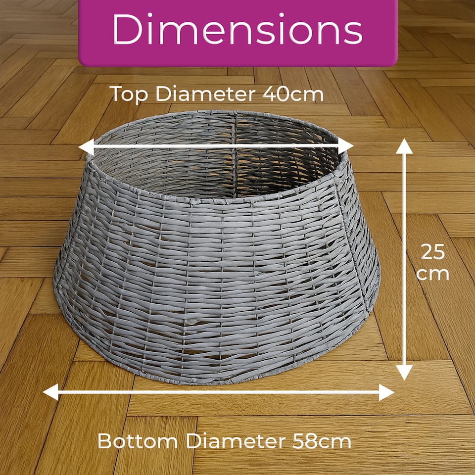 image 1 of Neo Grey Willow Christmas Tree Skirt Natural Rustic Handwoven Half Split Willow Base Cover Hider Collar