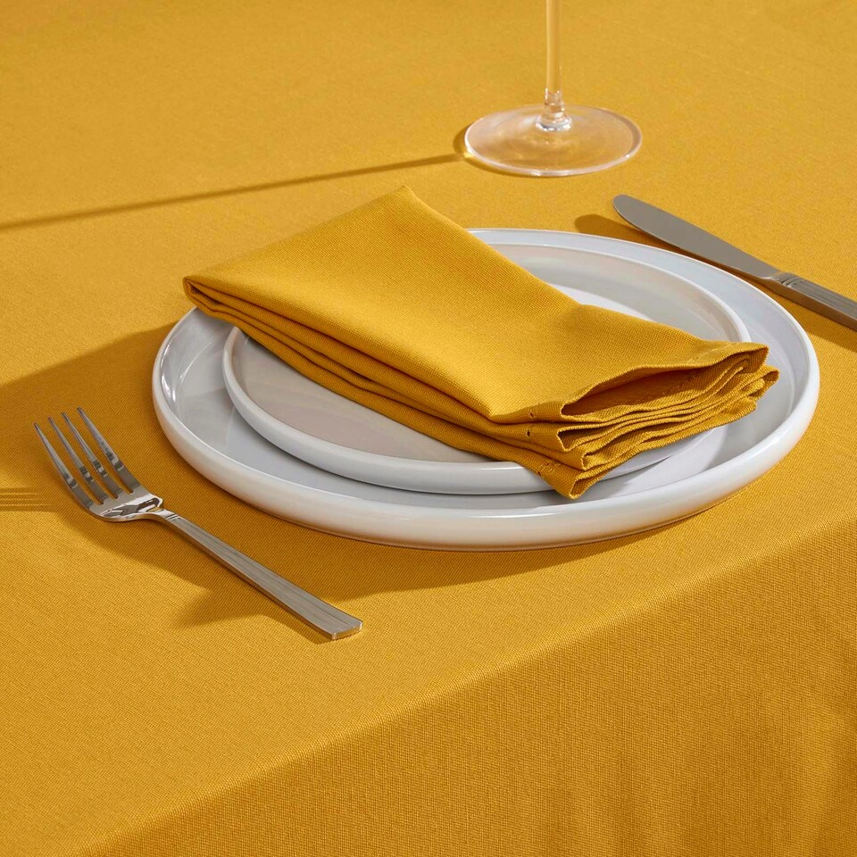 image 1 of Homescapes Mustard Yellow Tablecloth - 178 x 300 cm Yellow