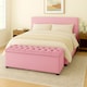 image 1 of 90cm Chesterfield Plush Velvet Pink Upholstered Storage Ottoman Bench - Deep Tufted Lid & Wooden Leg