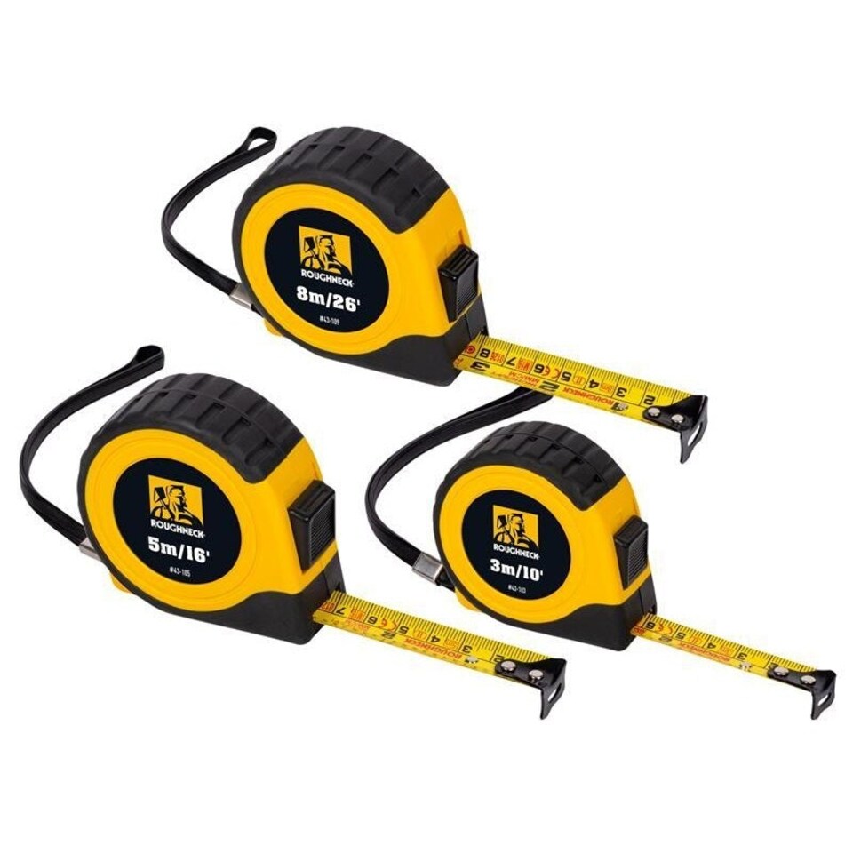 Roughneck E-z Read Tape Measure Set, 3 Piece - Multi Colour - One Size