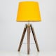 image 2 of ValueLights Distressed Wood and Silver Chrome Tripod Table Lamp with a Mustard Tapered Light Shade - Complete with a 6w LED GLS Bulb 3000K Warm White