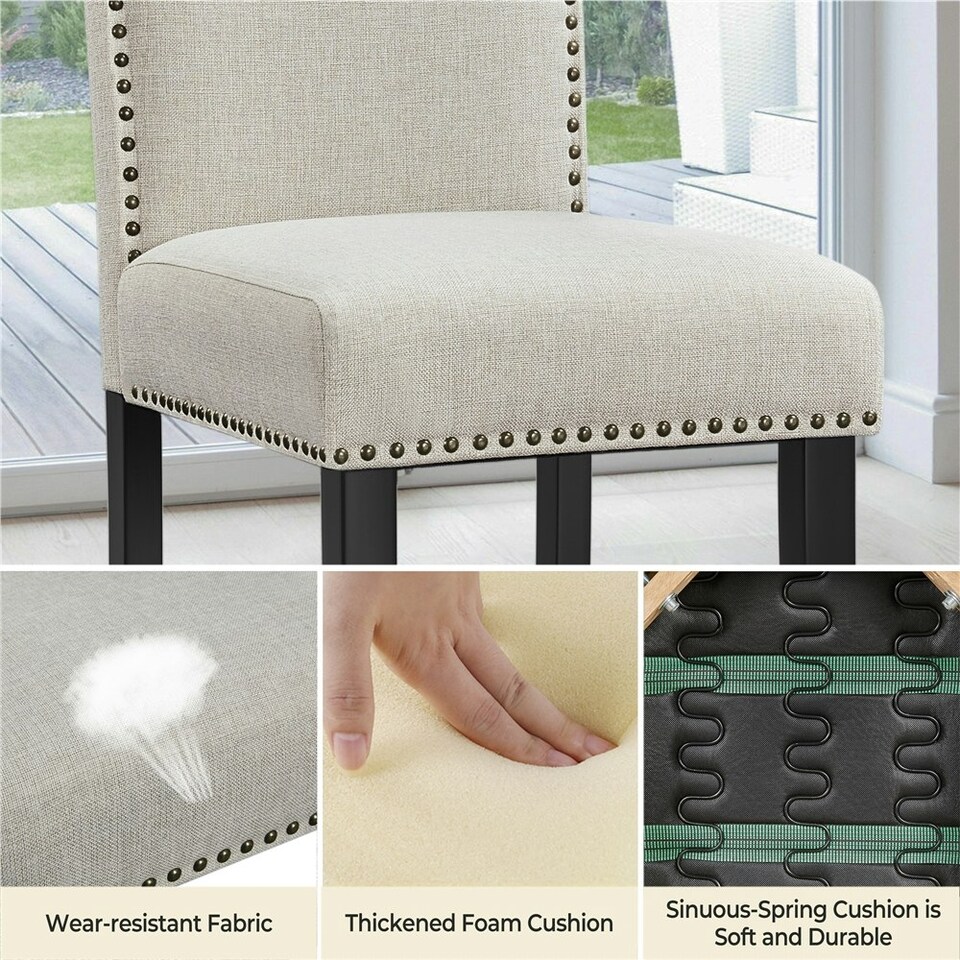 image 1 of Yaheetech Set of 2 Modern Fabric Upholstered Dining Chairs Cream