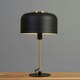 image 2 of ValueLights Contemporary Matt Black And Satin Brass Stem Dome Table Lamp