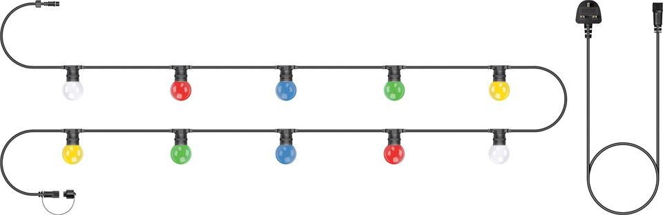 image 1 of Festoon Black Rubber IP65 10m/10x2w Coloured lamps