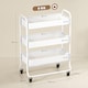 image 5 of HOMCOM 3-Tier Storage Trolley on Wheels, Rolling Utility Cart with Mesh Backets, Mobile Storage Cart for Kitchen, Bathroom, Bedroom, White | White | White