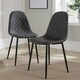 image 4 of Grey Kitchen Dining Chairs Pair Set of 2 Black Metal Legs Diamond Fabric Design