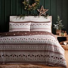 Fusion Christmas Fairisle Duvet Cover Set Natural