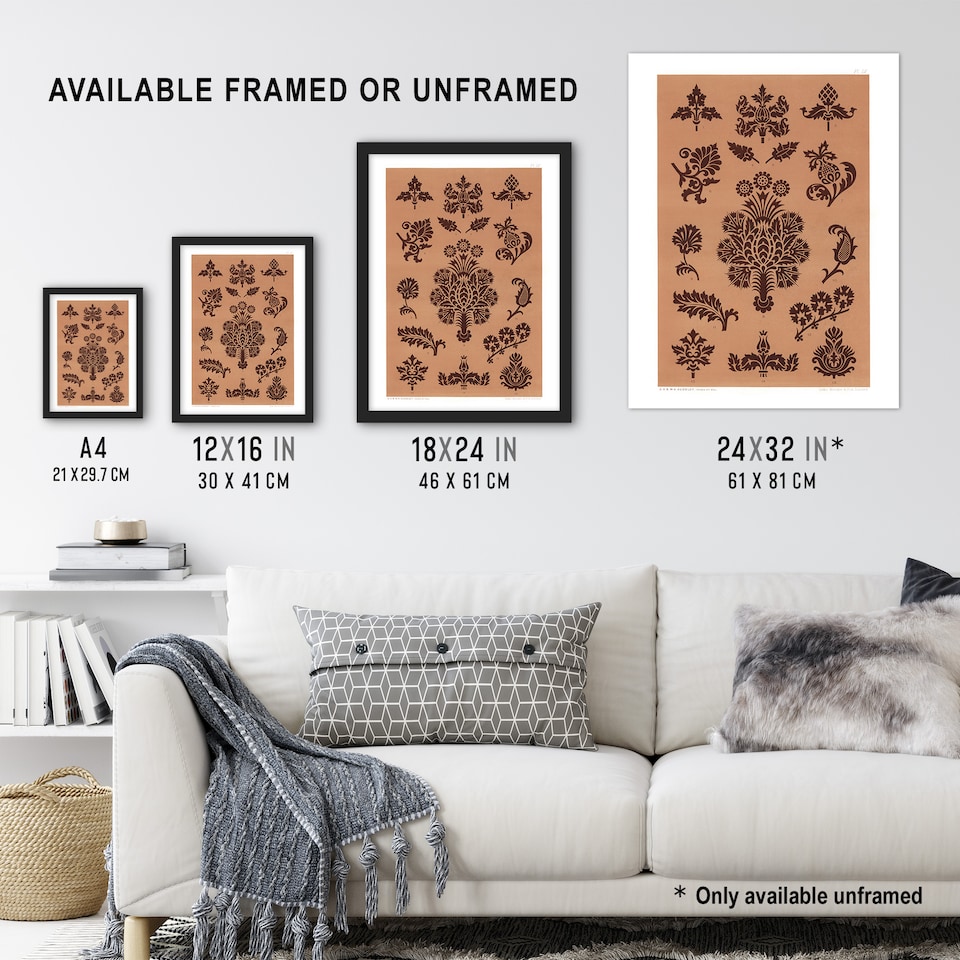image 1 of Medieval Botanical Pattern GA and MA Audsley Huge Wall Art Print 18X24 In
