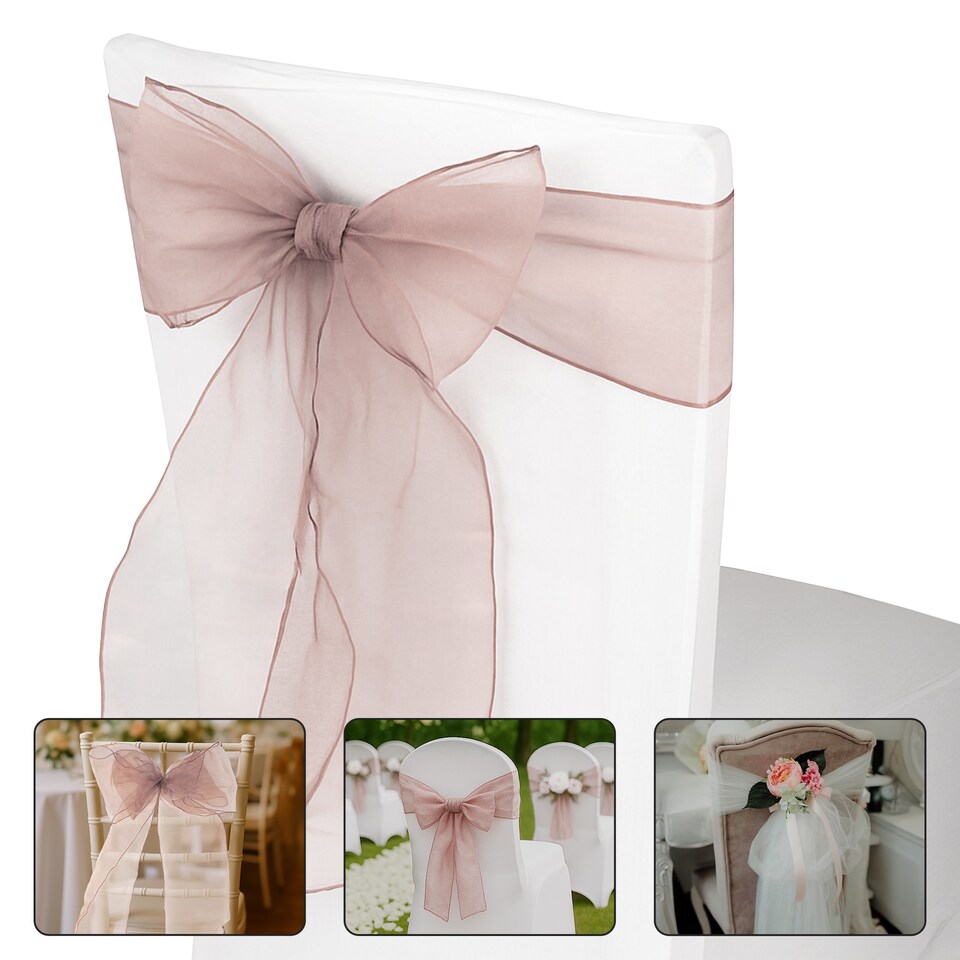 image 1 of 17 x 280cm Organza Chair Sashes, Sheer Sash Ties - 1pc