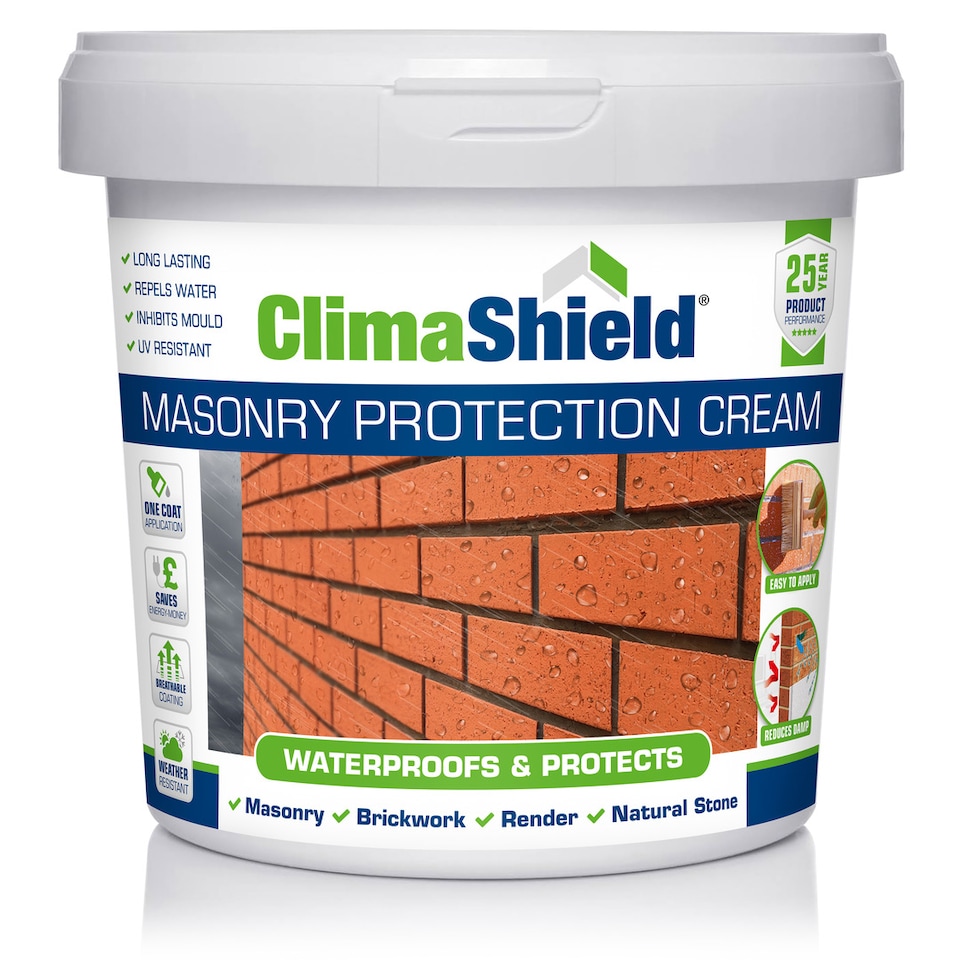 image 1 of Brick Waterproofer and Brick Damp Proofer, Masonry Cream, (ClimaShield), Brick Sealer, Breathable, Premium 25-Years Protection, 1L