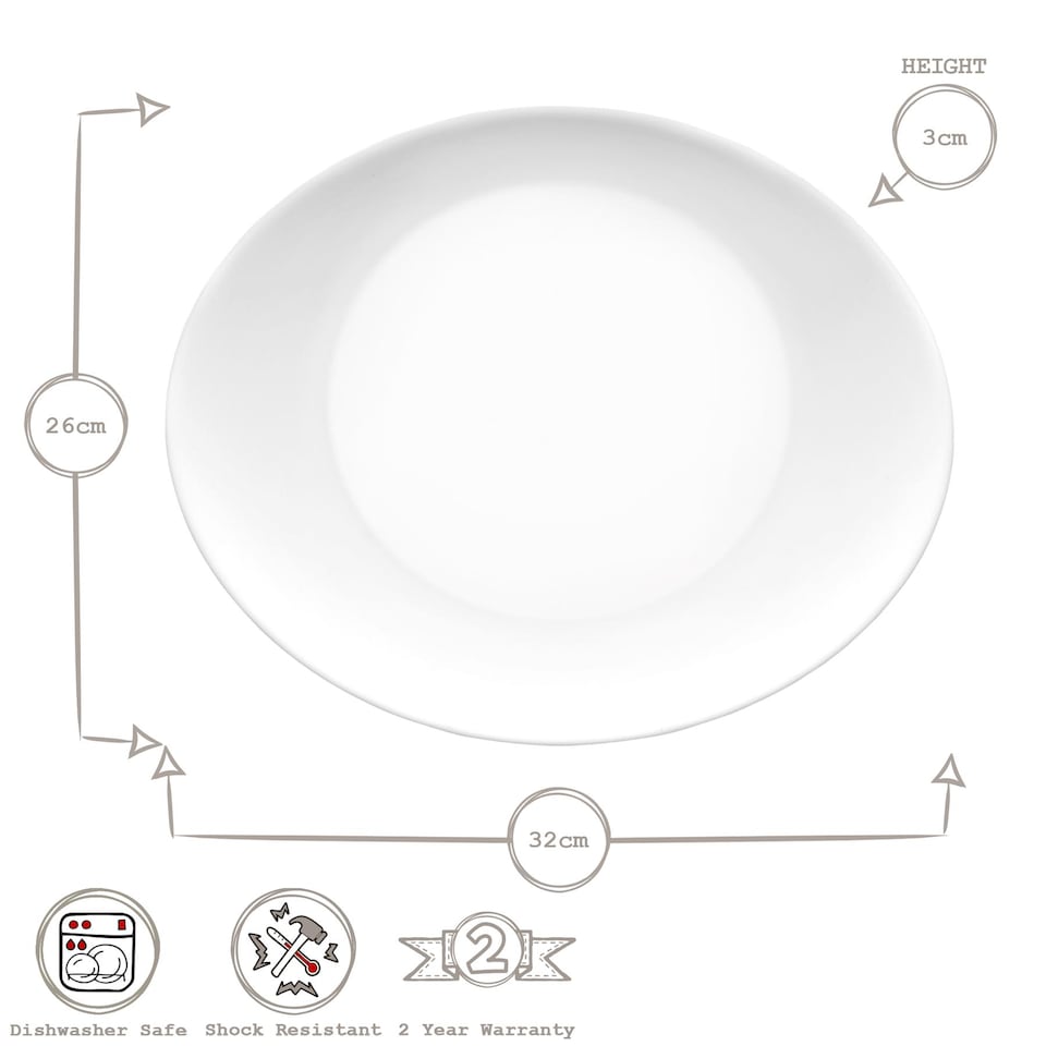 image 1 of Bormioli Rocco Prometeo Oval Glass Steak Plates - 32cm - White - Pack of 6 | White | White