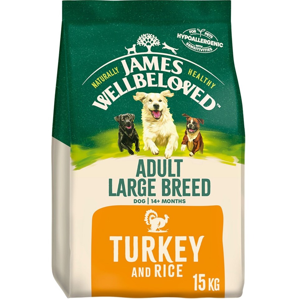 image 1 of James Wellbeloved Turkey & Rice Large Breed Adult Dry Dog Food - 15 kg