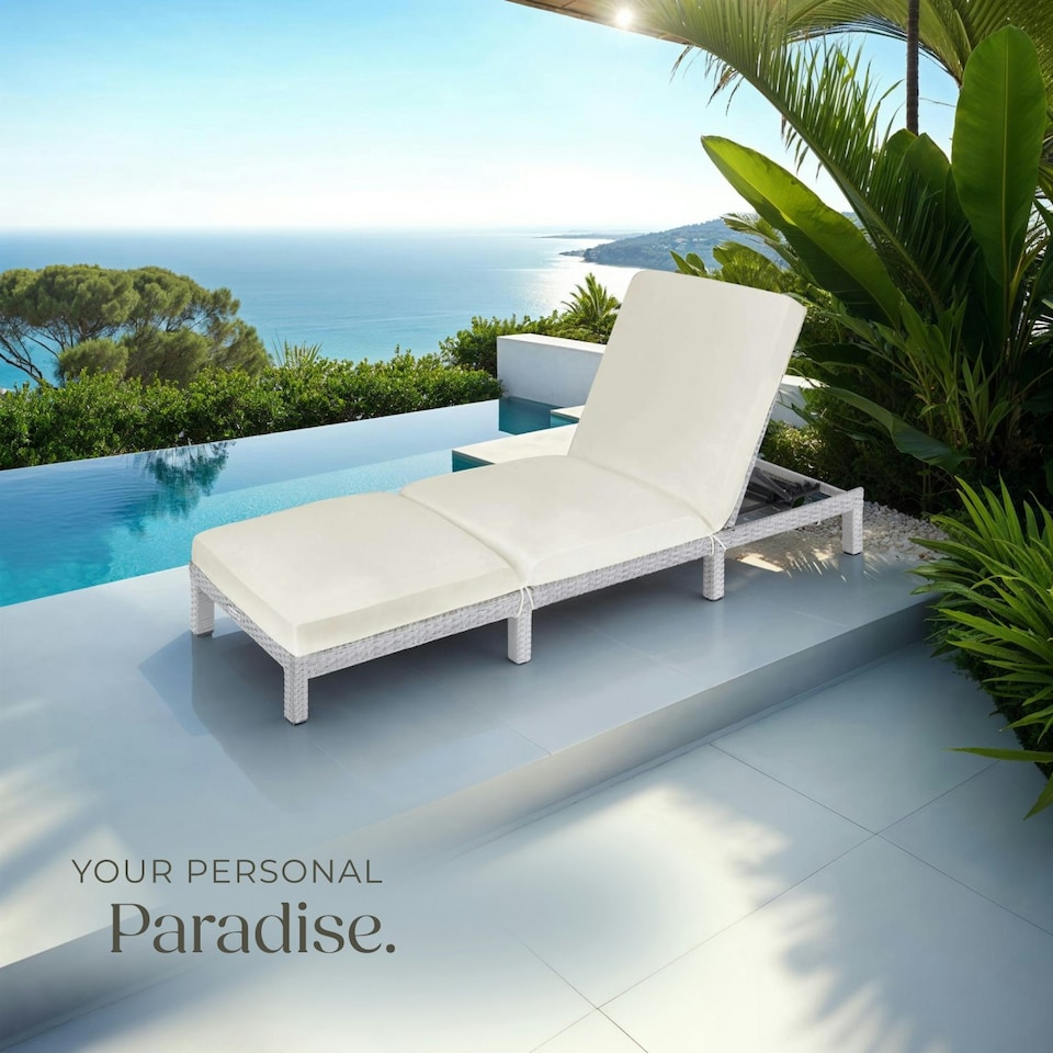 image 1 of Sun Lounger Sofia - 6-step adjustable backrest, thick padding, UV-resistant Grey | Light Grey