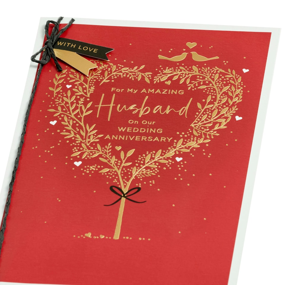 image 1 of Husband Wedding Anniversary card - Heart tree