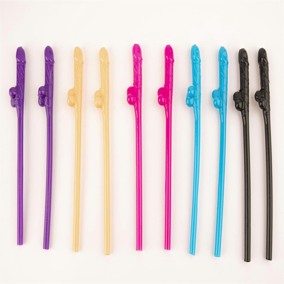 image 1 of 10PC Hen Party Willy Glow in Dark Straws Classy Team Bride to Be Drink Accessories Novelty Wedding Décor