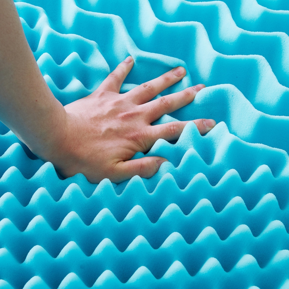 image 1 of Ezysleep 10cm Cooling 7 Zone Open-Cell Memory Foam Mattress Topper Bedroom | Blue