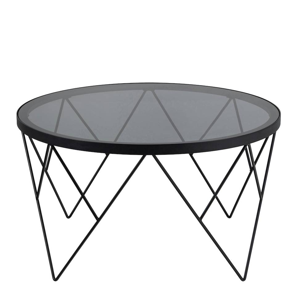 image 1 of Halstow Coffee Table in Black with Smoked Glass Top