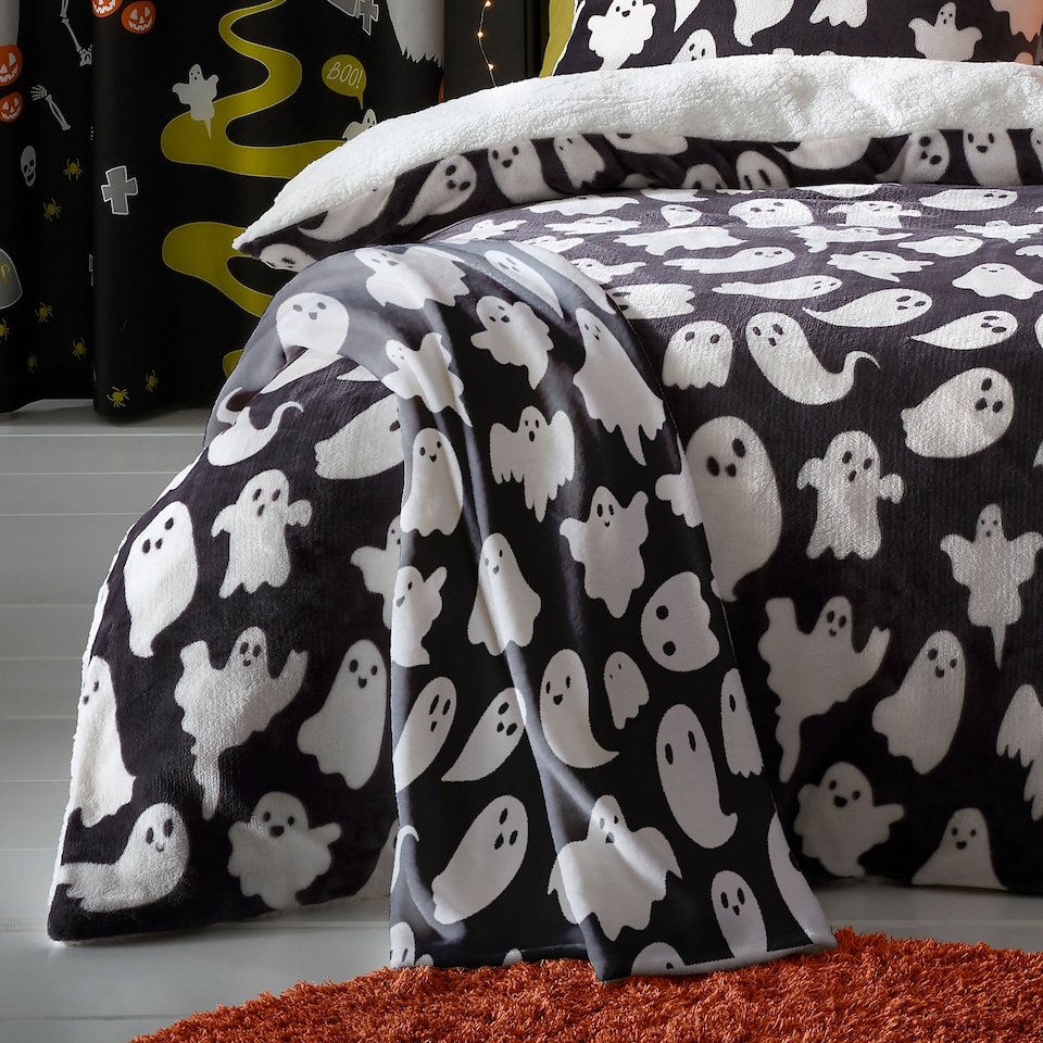 image 1 of Bedlam Spooky Ghosts Throw Grey