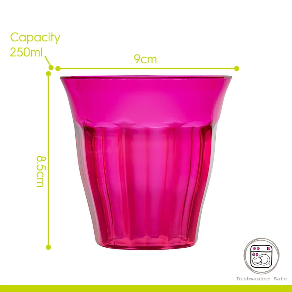 image 1 of Rink Drink Coloured Plastic Tumblers - 250ml - 6 Colours - Pack of 12 | Multi | Multicolour