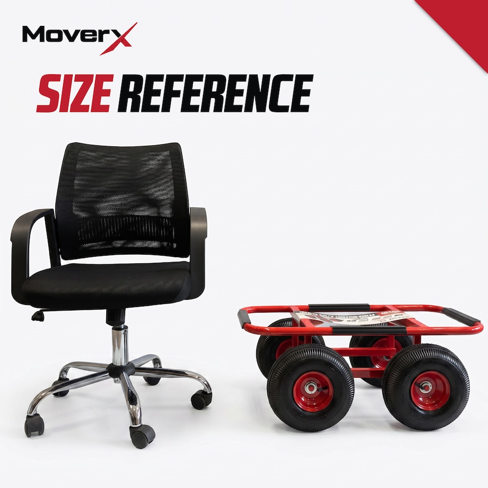 image 1 of MoverX Heavy Duty Furniture Dolly 540kg — 4 Rubber Wheels, Moving Trolley for Appliances, Furniture & Equipment, Red