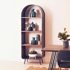 Interiors by Premier Industrial Design Tall Shelf Unit, Storage Wooden Bookshelf For Wall, Sturdy Industrial Design Shelf Unit Cream