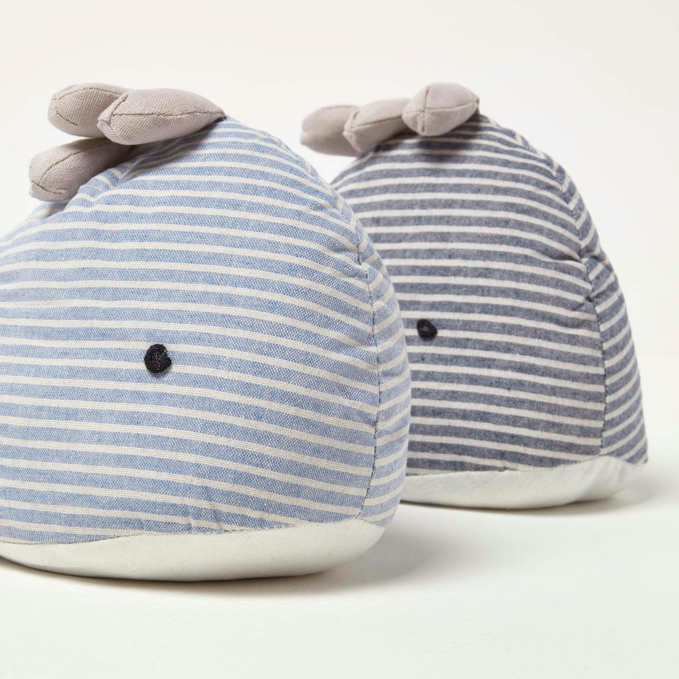 image 1 of Homescapes Set of 2 Grey Whale Doorstops