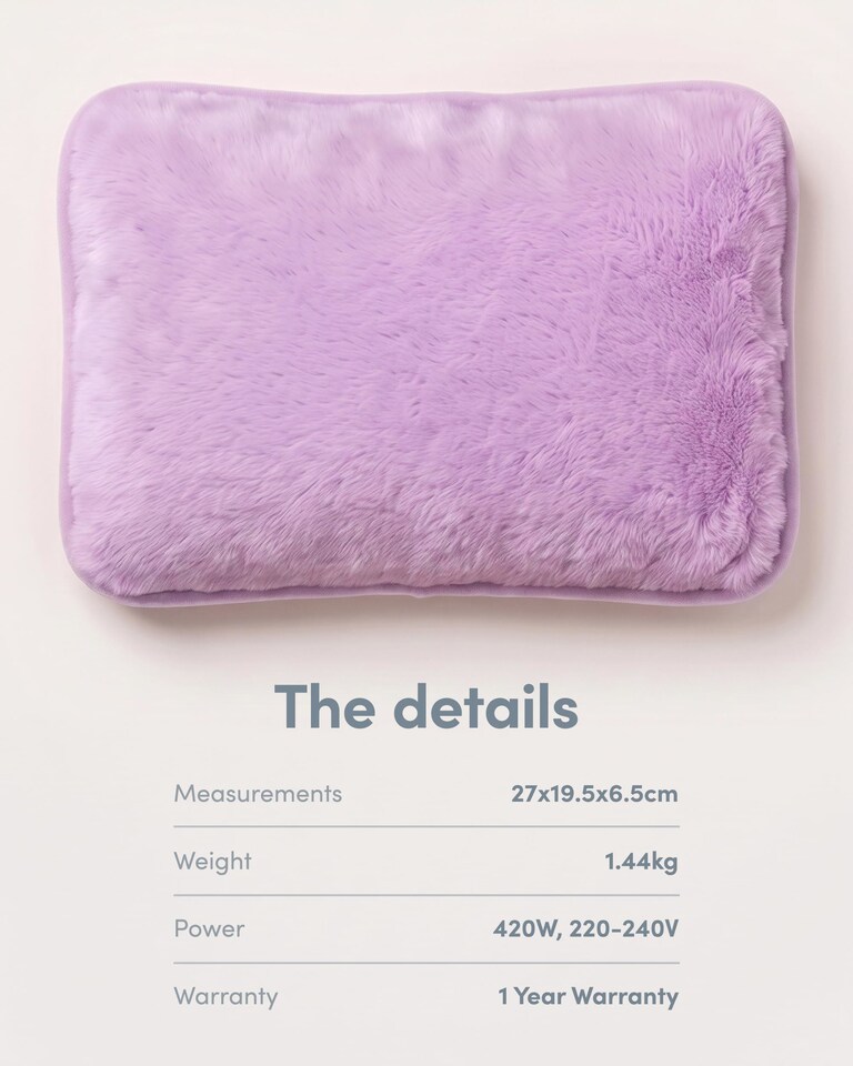 image 1 of Keplin Rechargeable Electric Hot Water Bottle Flannel Cover Auto Shut Off
