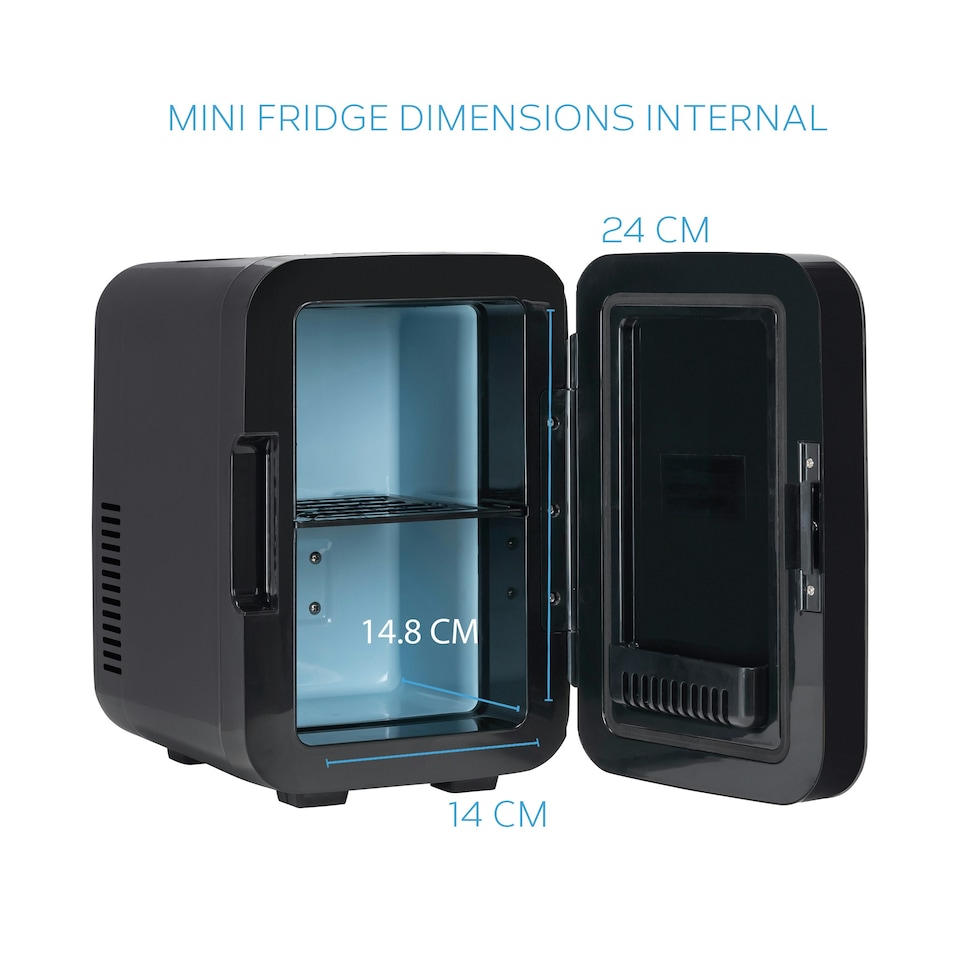 image 1 of MONCOOK Mini Fridge For Bedrooms - Small, Portable & Quiet - Glass Door Mini Fridge For Skincare, Food & Drinks - Cooling & Warming Function - 6L Black