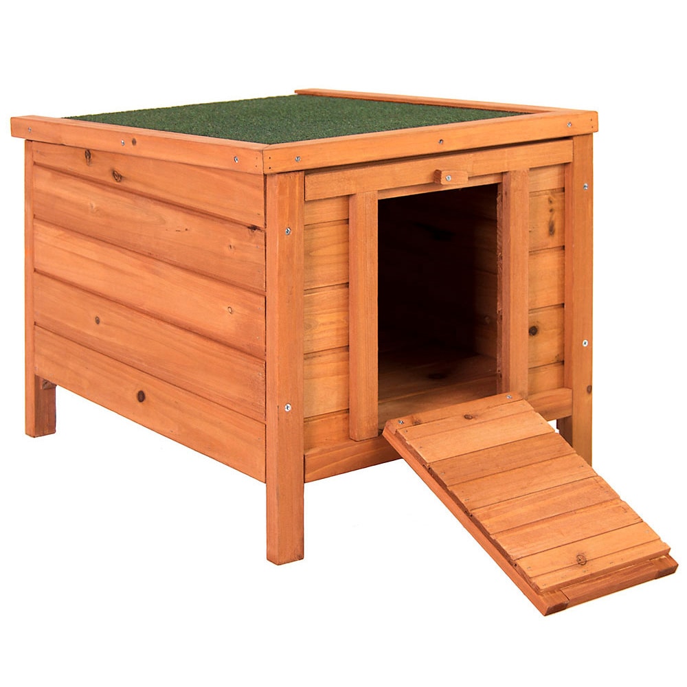 Pet Vida Wooden Pet Hutch House Lockable Door Ramp Suitable for Indoor Outdoor Use - Pine