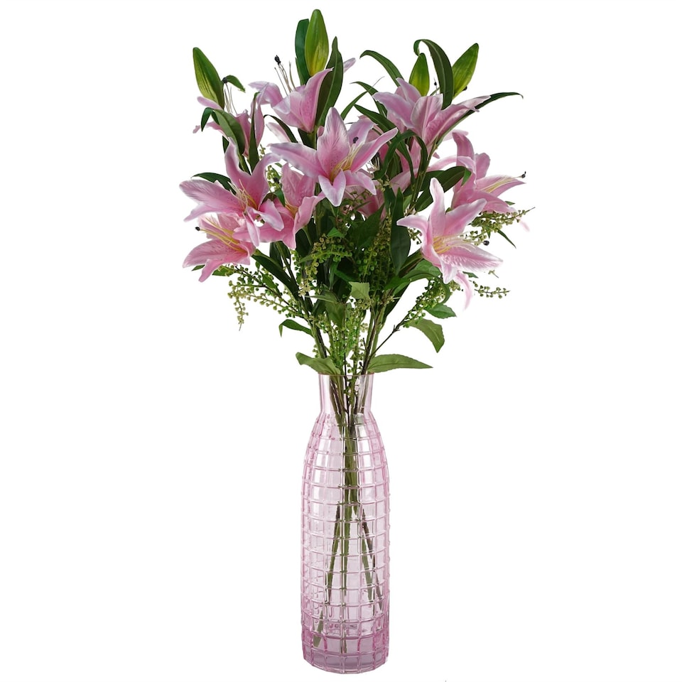 image 1 of Glass Vase Tall Pink Square Glass Vase 49cm Botanik | Pink | 49