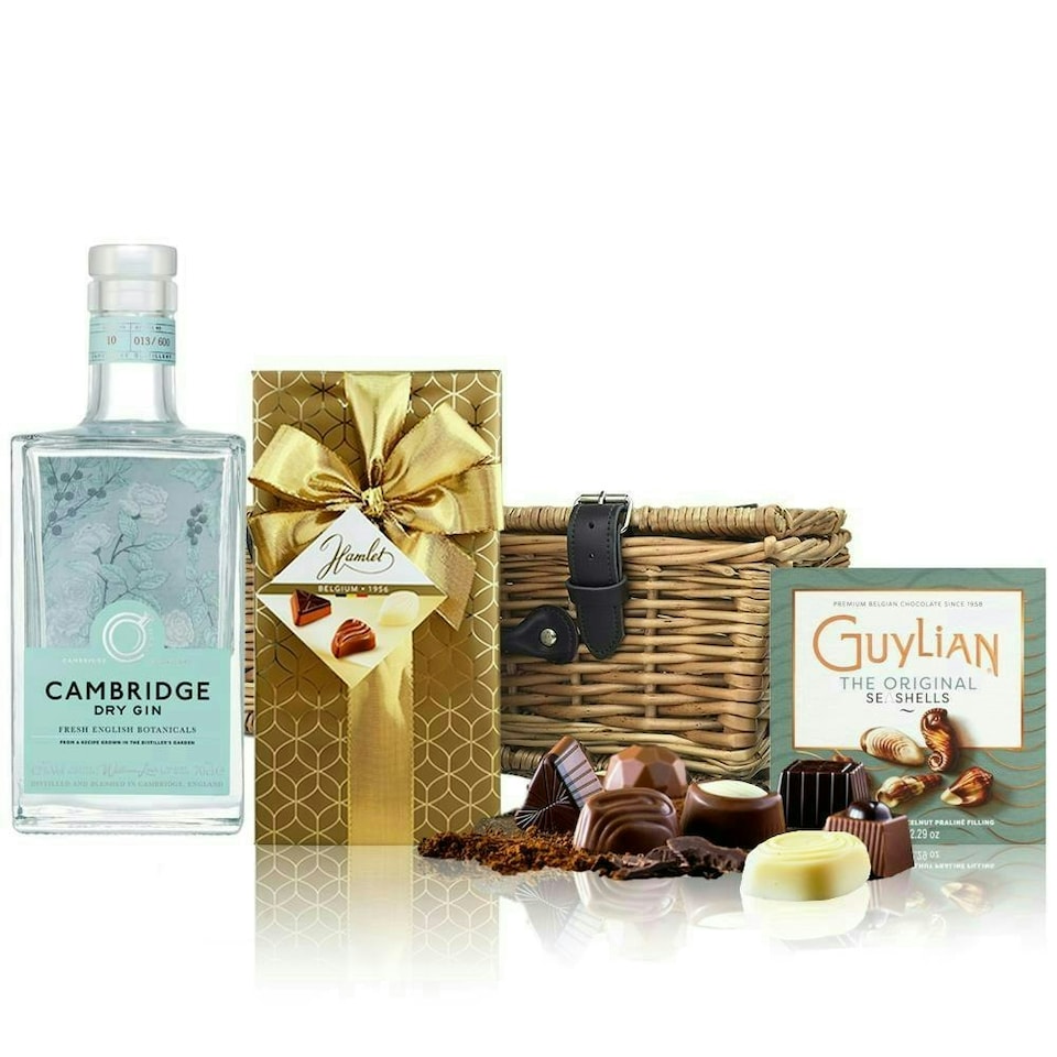 image 1 of Cambridge Dry Gin and Chocolates Hamper 70cl 42% abv