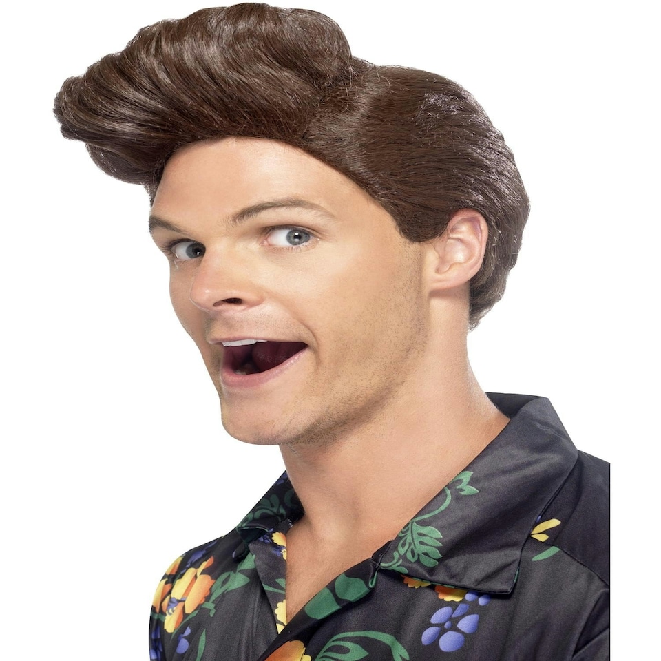 Nineties Detective Wig, Brown - MALE - ADULT - N/A
